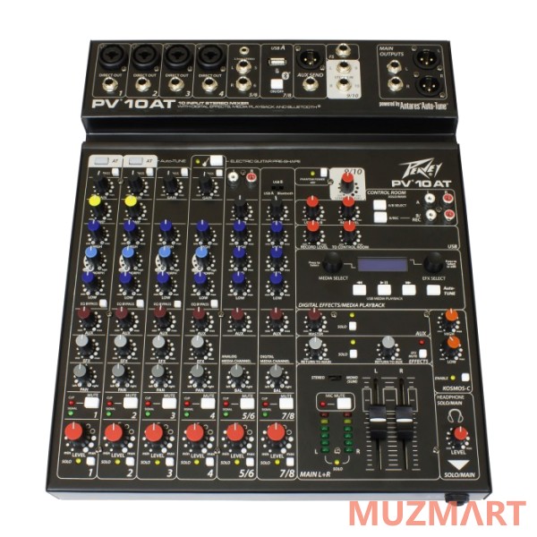Peavey PV 10 AT Микшерный пульт с Bluetooth, USB и системой Auto-Tune для первых двух каналов
