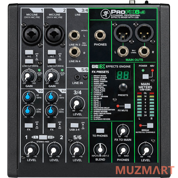 Mackie ProFX6v3 6-канальный микшер с процессором эффектов