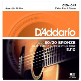 D'Addario EJ10-3D Bronze 80/20 Струны для акустической гитары, бронза, 10-47, 3 комплекта