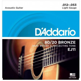D'Addario EJ11-3D Bronze 80/20 Струны для акустической гитары, бронза, 12-53, 3 комплекта