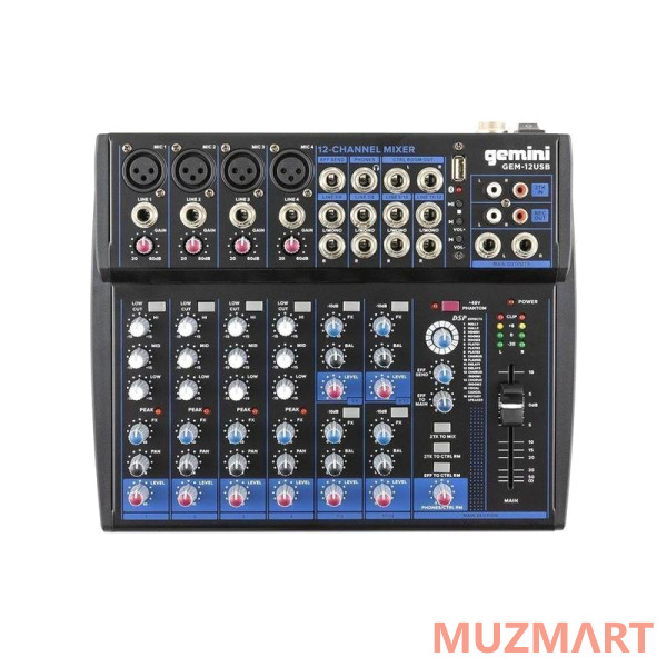 Gemini GEM-12USB 12-канальный микшер с Bluetooth