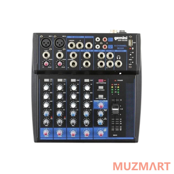Gemini GEM-08USB 8-канальный микшер с Bluetooth
