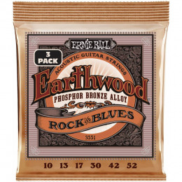 Ernie Ball 3551 Earthwood Phosphor Bronze RandB 3 Pack 10-52 Струны для акустической гитары, 3 комплекта