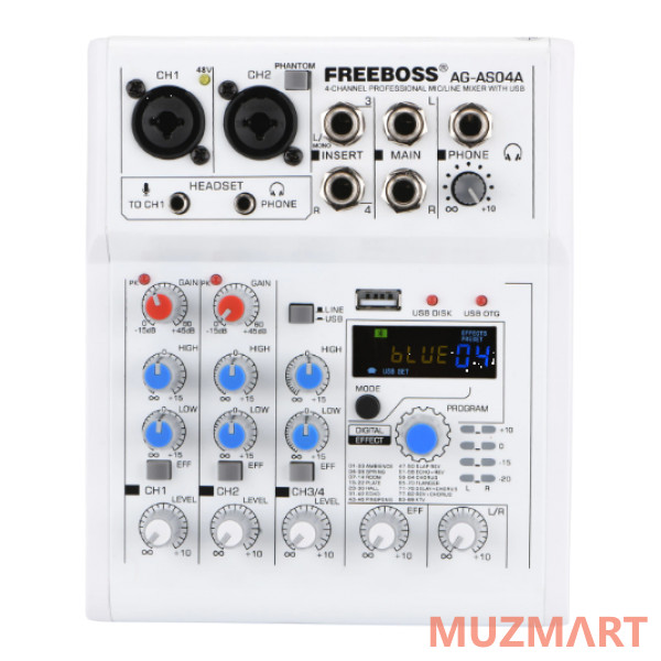 FREEBOSS AG-AS04A Микшерный пульт 4-х канальный