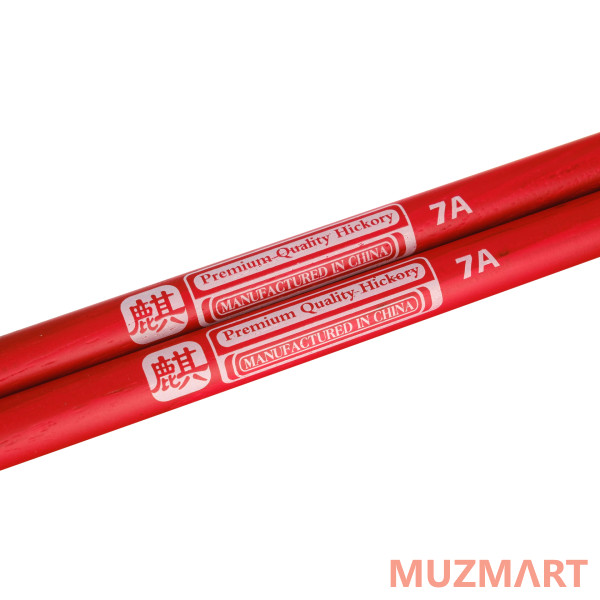 HUN 10103008 Colored Series QI 7A RED Барабанные палочки, орех гикори