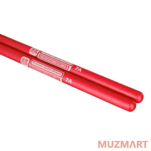 HUN 10103008 Colored Series QI 7A RED Барабанные палочки, орех гикори
