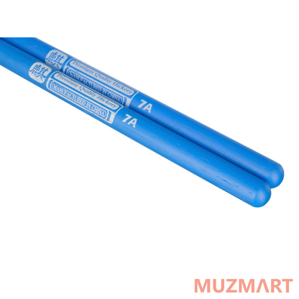 HUN 10103009 Colored Series QI 7A BLUE Барабанные палочки, орех гикори