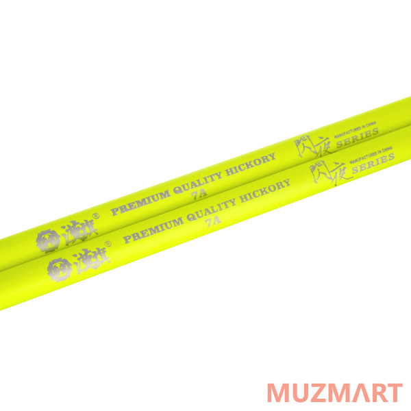 HUN 10101003009 Fluorescent Series 7A YELLOW Барабанные палочки, желтые, орех гикори