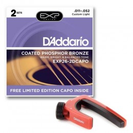 D'Addario EXP26-2DCAPO Струны для акустической гитары + каподастр в подарок!
