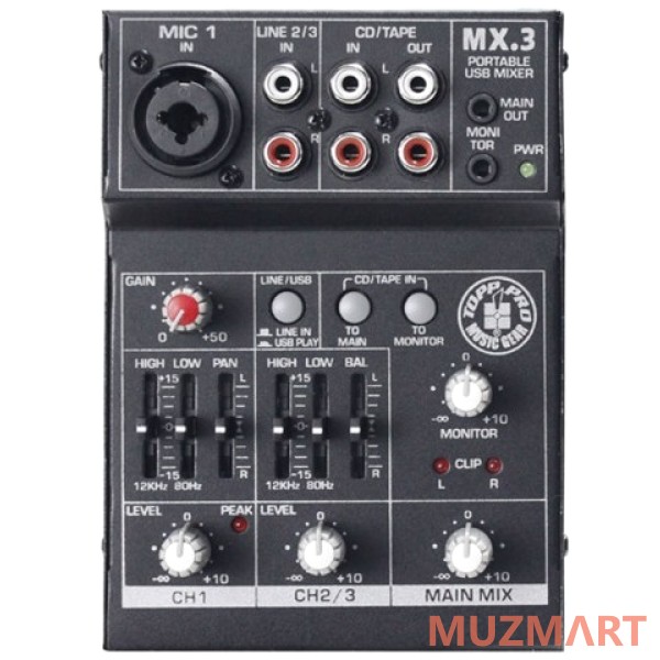 Topp Pro MX.3 Компактный микшерный пульт с USB интерфейсом