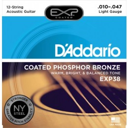 D'Addario EXP38 COATED PHOSPHOR BRONZE 12-STRING LIGHT 10-47 Струны для 12-струнной акустической гитары