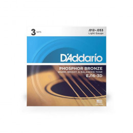 D'Addario EJ16-3D Струны для акустической гитары (3 комплекта в наборе)