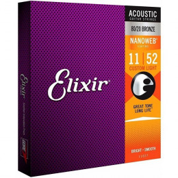 Elixir 11027 Nanoweb ANTI-RUST Custom Light Струны  для акустической гитары